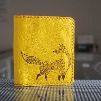 Yellow kangaroo leather bifold wallet (first leather project)