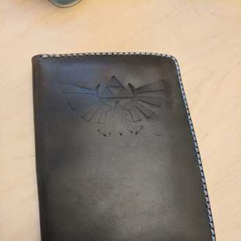 Antique gel on embossed leather