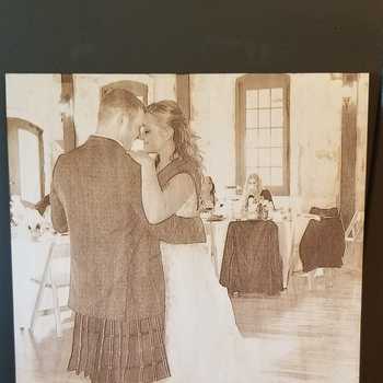 Engraved wedding photo