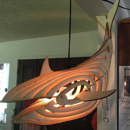 Laser Cut File Whale lamp wood pendant light fixture DIY shark lampsha