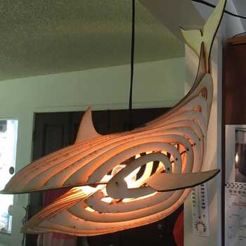 Whale lamp out of baltic birch